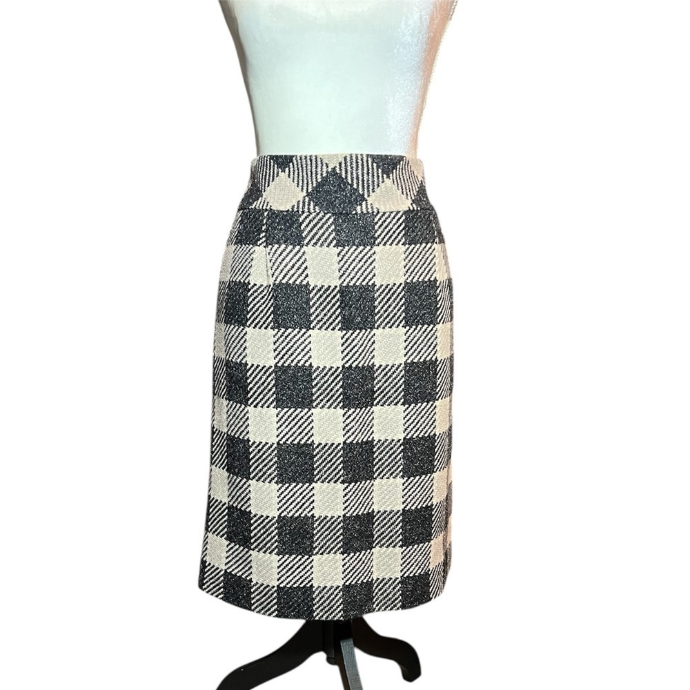 TALBOTS Women’s Plaid Checker Wool Blend Skirt Size 8 - Picture 3 of 9